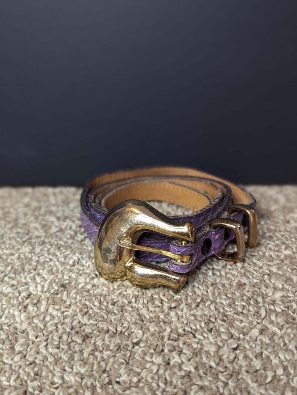 Vintage MZ Accessories of New York Genuine Snakskin Leather Belt Size L 207